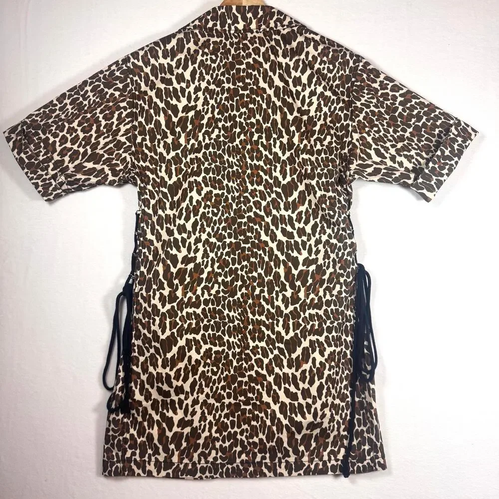 TORY BURCH Reva Womens Dress Leopard Cotton Poplin Shirtdress Tunic Vacation 2 - Picture 3 of 5